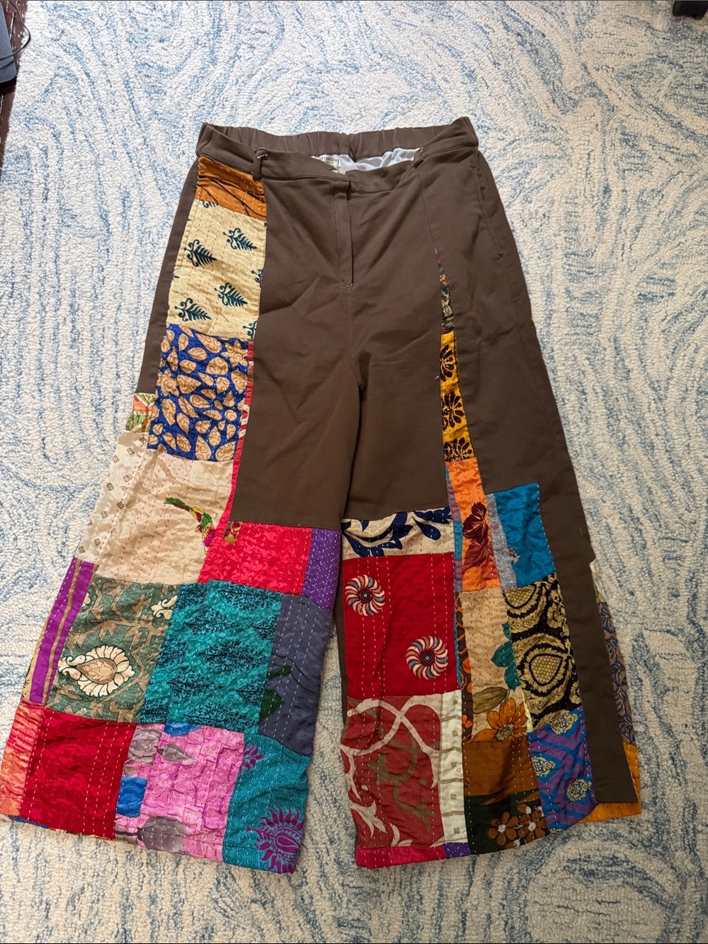 Earthbound Assorted Kantha Patchwork Wide Leg Pants XL
